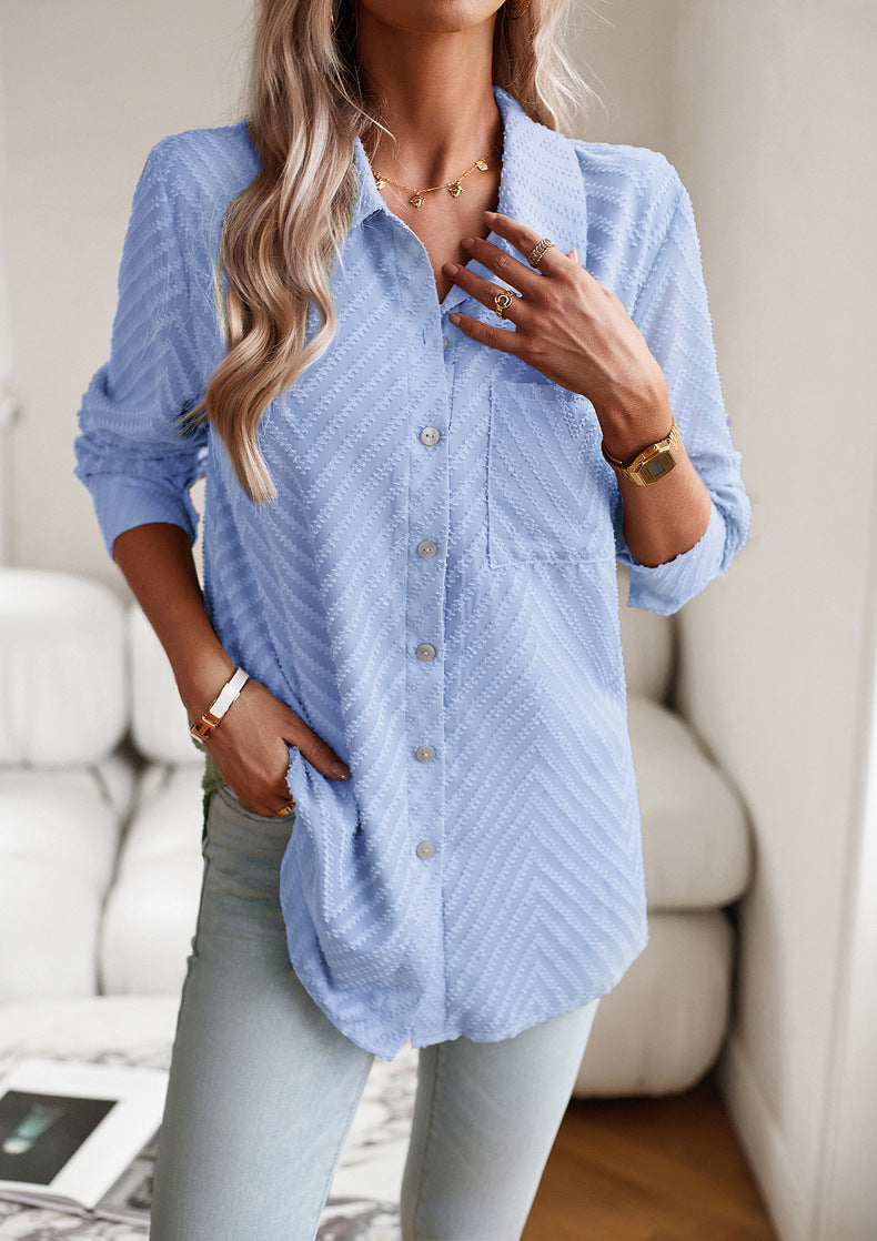 Blaue Bluse mit Print