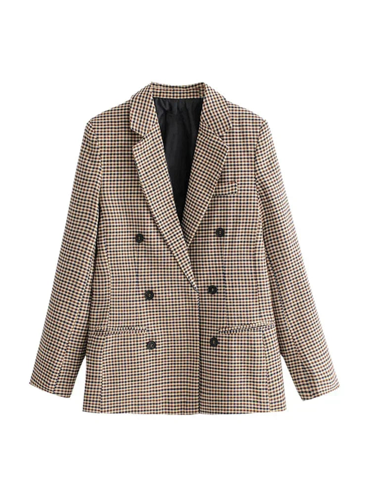 Karierte Blazerjacke im Vintage-Stil