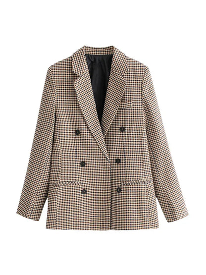 Karierte Blazerjacke im Vintage-Stil