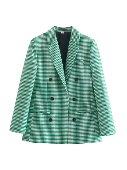 Karierte Blazerjacke im Vintage-Stil