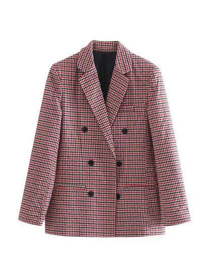 Karierte Blazerjacke im Vintage-Stil