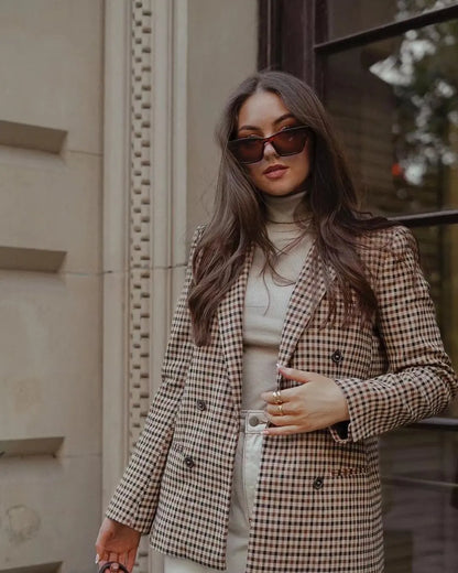 Karierte Blazerjacke im Vintage-Stil