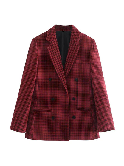 Karierte Blazerjacke im Vintage-Stil
