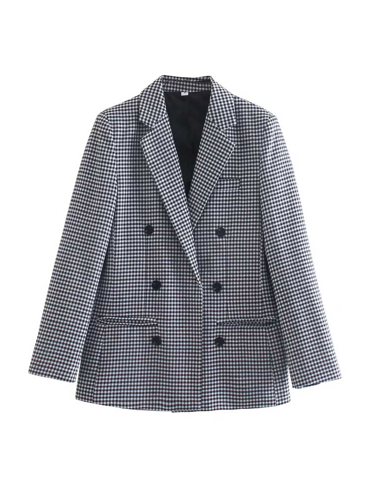 Karierte Blazerjacke im Vintage-Stil