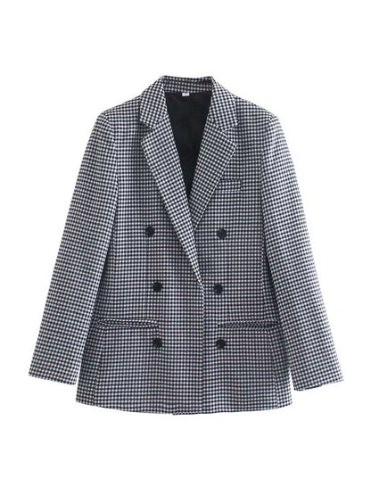 Karierte Blazerjacke im Vintage-Stil