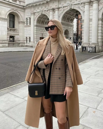 Karierte Blazerjacke im Vintage-Stil