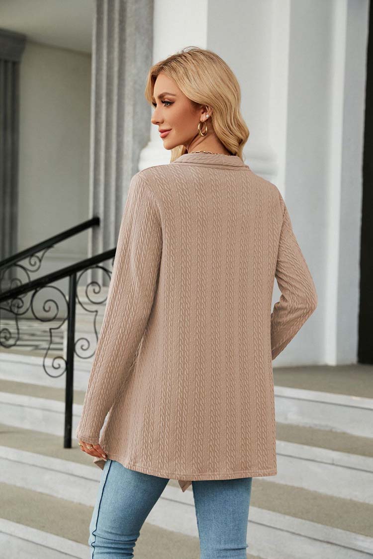 Beige Basic Strickjacke