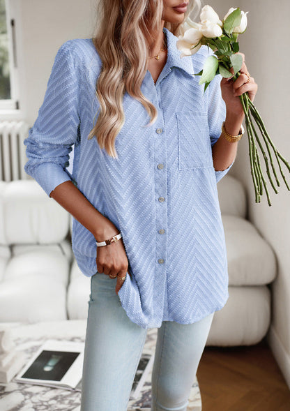 Blaue Bluse mit Print
